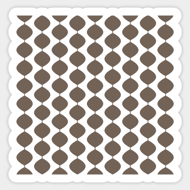 Mid Century Modern Retro 60s Waves Pattern  (Medium Cool Brown) Sticker by Makanahele